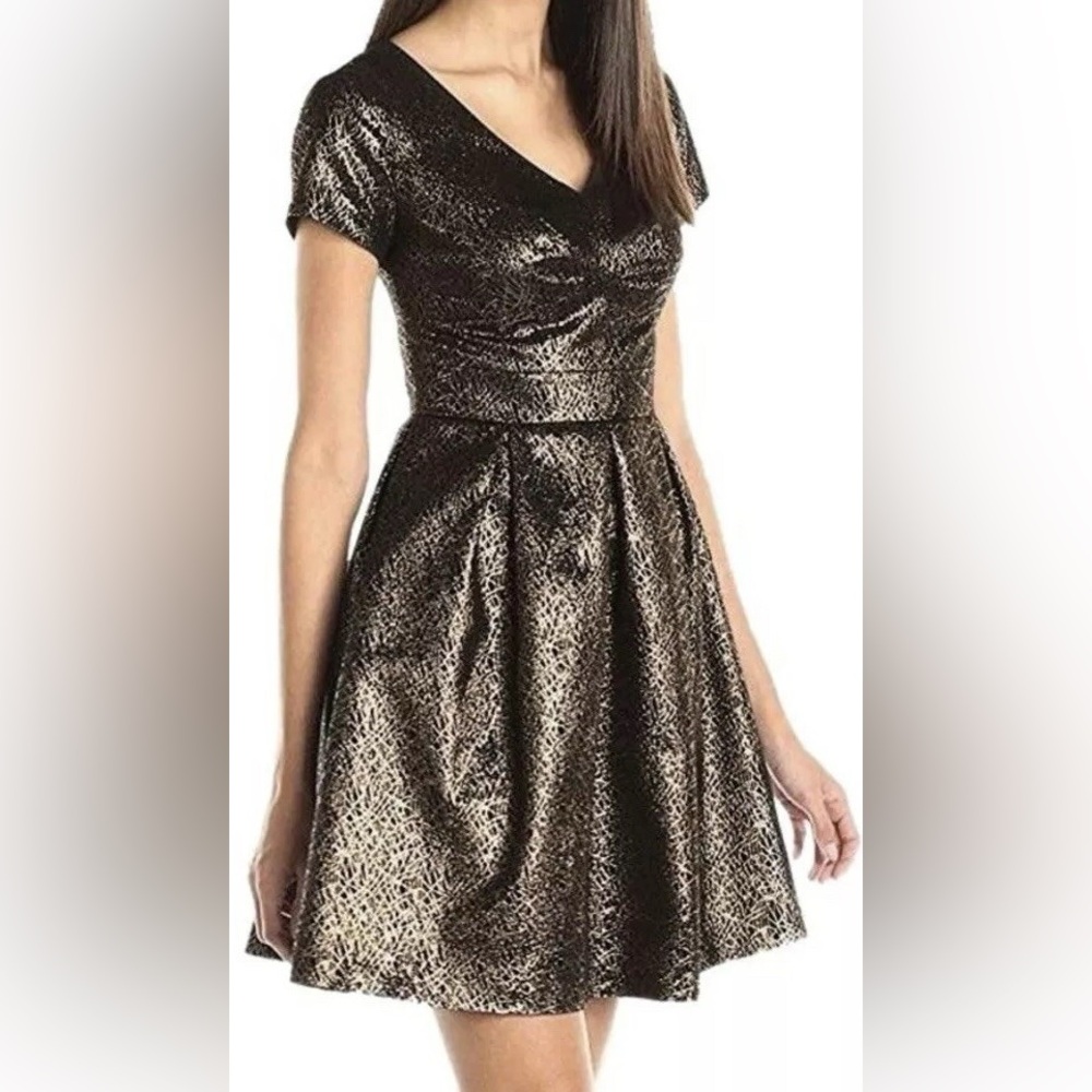 Vince Camuto Black and Gold Mini Dress